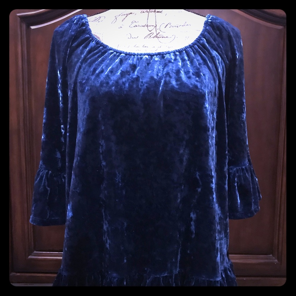 Boho Crushed Velvet Deep Blue Medium NWOT